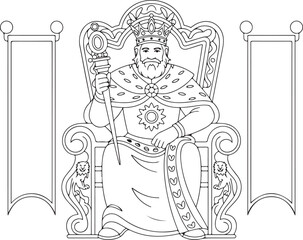Detailed Illustration of a Monarch Sitting on a Throne