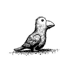 Monochrome avian illustration evoking vintage engraving style, perfect for nature themed designs