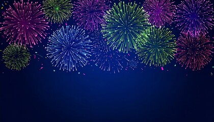 Festive Celebration Colorful Fireworks Display Against a Deep Blue Sky Backdrop