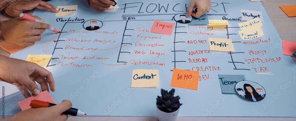 Poster a vibrant office scene featuring diverse hands engaged in a collaborative workflow, surrounded by st