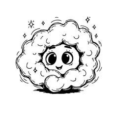 Playful cloud character illustration sparkling with imagination a whimsical design evoking joy and
