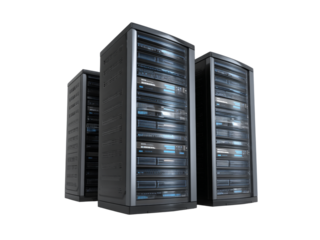 Modern data center server racks network technology, Isolated On White Background, Png Transparent