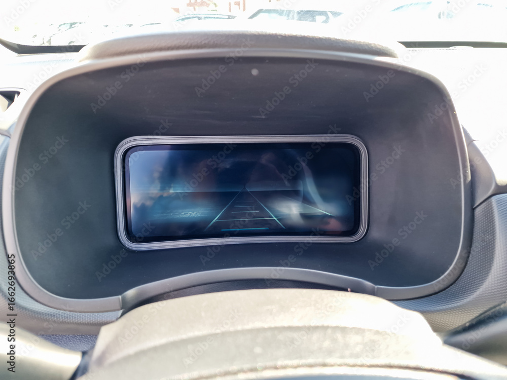 Fototapete featuring a modern vehicle dashboard display that incorporates an innovative navigation interface fo
