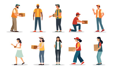 Humanitarian day character vector graphic illustration set
