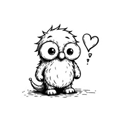 Whimsical fluffy creature expressing affection an endearing illustration design for expressive