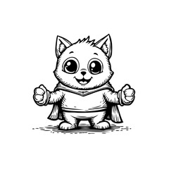 Whimsical superhero cat illustration conveying positive emotion perfect for children and greeting