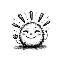 Whimsical sun character radiates joy with cheerful smile and playful expression in artistic design