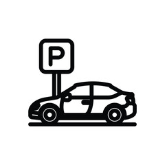 Parked Car Icon: Simple Line Art Design