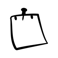 Obraz premium Hand Drawn Note Pinned with a Thumbtack Against White Background Design