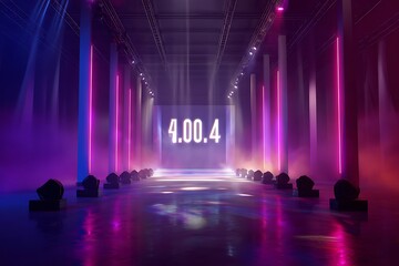 Dynamic stage with vibrant neon lights ready for a modern event or product launch presentation