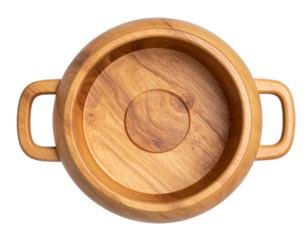 Top-Down View of Wooden Mug with Handle and Lid, Detailed Grain, isolated on transparent background PNG