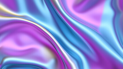 Obraz premium Colorful abstract silky texture in pastel pink, purple, and blue hues, resembling fluid motion or iridescent fabric waves.