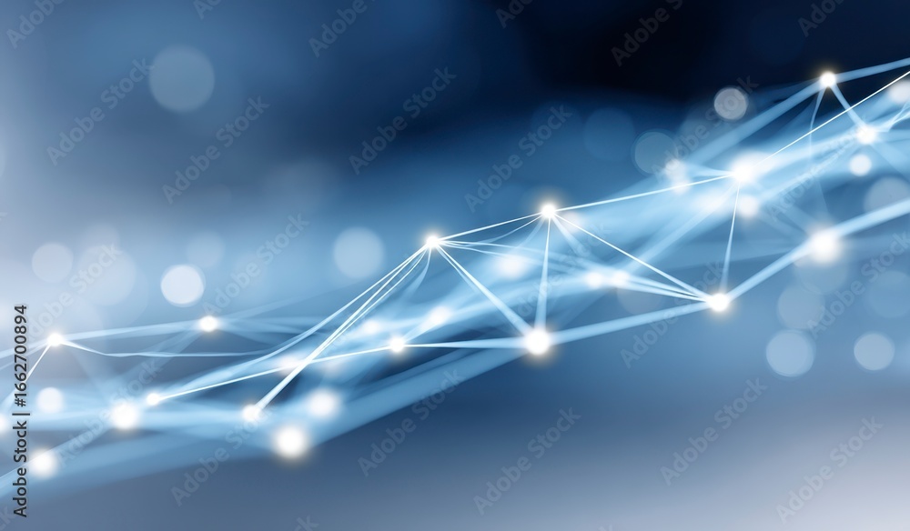 Poster digital glowing abstract network technology connection represented in blue light with intricate patt