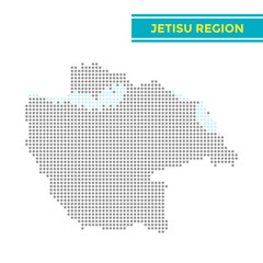 Dotted map of Jetisu Region in Kazakhstan