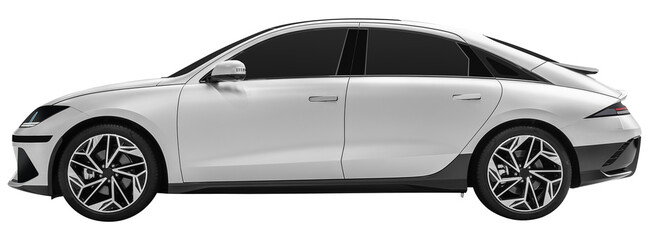 Side view gray sedan electric car