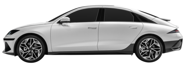 Side view gray sedan electric car