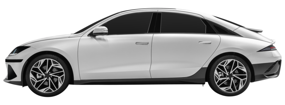 Side view gray sedan electric car