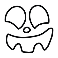 Halloween Pumpkin Funny Faces Outline, Scary Jack O Lantern Vector Editable