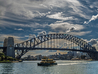 Ferry Goes Past Sydney Harbour Bridge