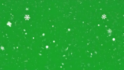 A seamless green screen background featuring soft snowflakes gently falling with natural motion. Ideal for winter effects, holiday edits, and seasonal visual projects. - Powered by Adobe
