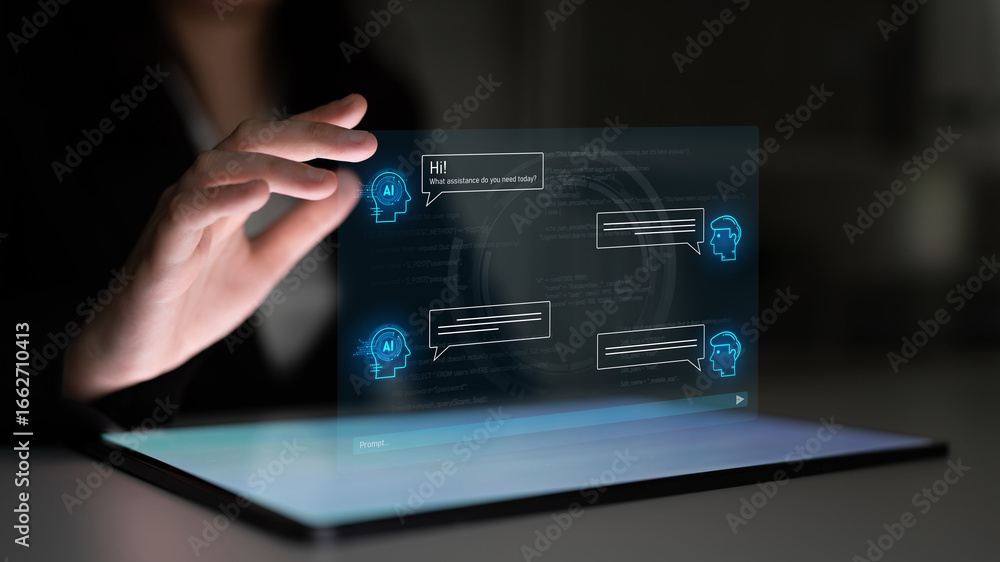 Aufkleber ai chatbot interface facilitates communication, chatbot, and ai interaction for automated user suppo