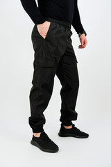 Stylish Black Cargo Pants Designed for Both Casual and Active Wear A Versatile Fashion Choice Featuring Functional Pockets for Added Convenience and Style in Any Setting or Activity