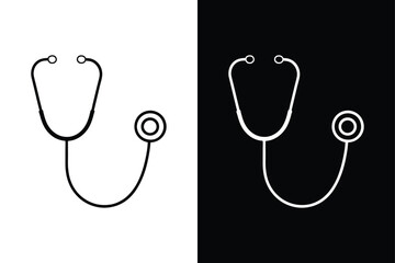 Stethoscope Outline Vector. Simple Medical Examination Icon