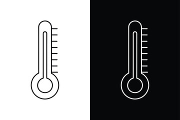 Thermometer Mobile App Icon. Linear Stroke Weather Vector Design