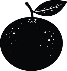 orange fruit with leaf silhouette vector