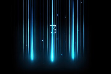 Abstract dark background with bright blue streaks and a number 3