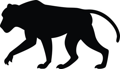 A feline black silhouette is gracefully striding forward with a fierce, determined expression
