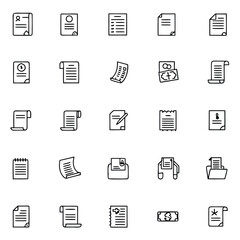Collection of diverse document and paper icons representing official paperwork and records
