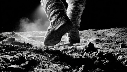 Astronaut's first steps on the moon