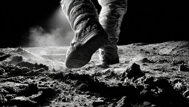 Astronaut's first steps on the moon