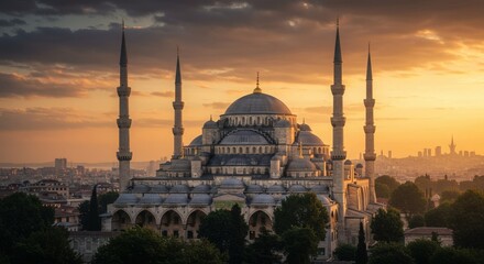 Obraz premium Blue Mosque Istanbul at Sunset