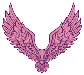 Stylized Pink Eagle with Wings Spread Wide Vector Illustration Emblem