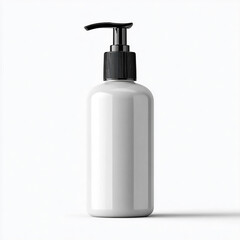 Empty pump bottle mockup for packaging design, featuring clean white background for professional product visualization.