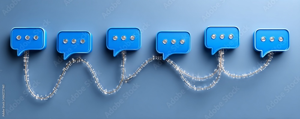 Poster high-detail illustration of conversational ai represented as chat bubbles connected to machine learn