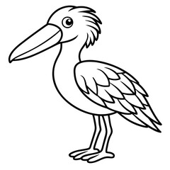 Shoebill line art vector