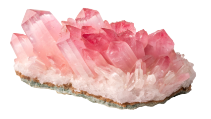 pink quartz crystal isolated on transparent background