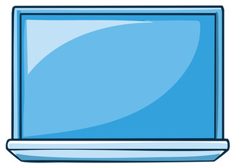 Flat design blue laptop screen with a blank digital display for content