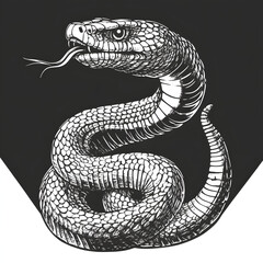 Detailed snake illustration on black background