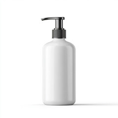 Blank plastic pump dispenser bottle for liquid soap, lotion, sanitizer, or cosmetic products, isolated on clean white background.