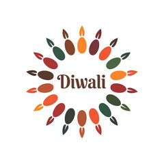Obraz premium Diwali Festival of Lights Rangoli Design with Colorful Oil Lamps