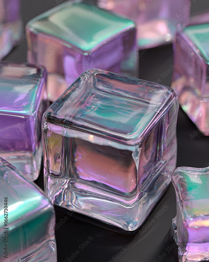 Aufkleber abstract concept of machine learning chatbot visualized as interconnected holographic cubes, modern 