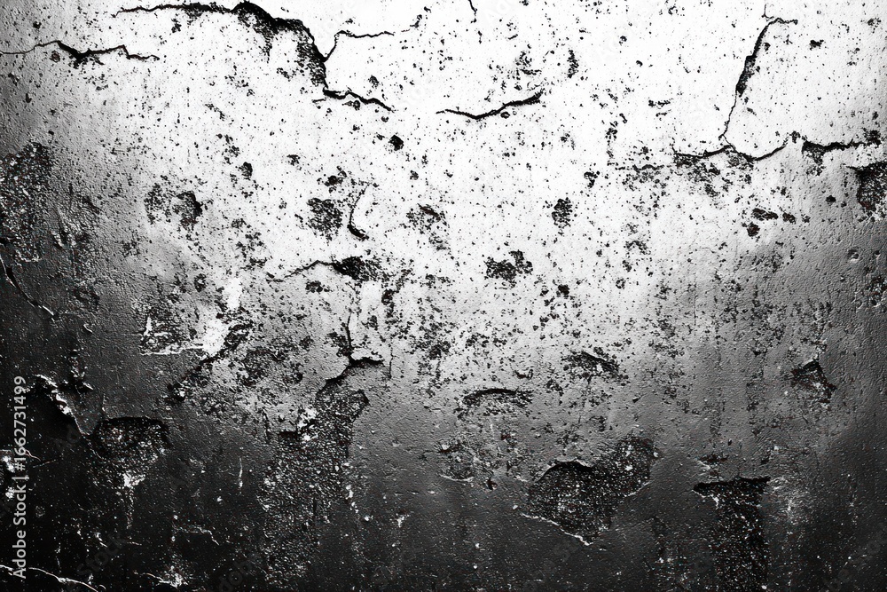 Aufkleber black and white cracked textured surface with peeling paint and rough patches creating an abstract a
