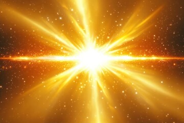 Fototapeta premium Radiant golden explosion emitting bright beams of light and sparkling particles in a cosmic space background