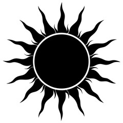 Sun vector silhouette black design white background