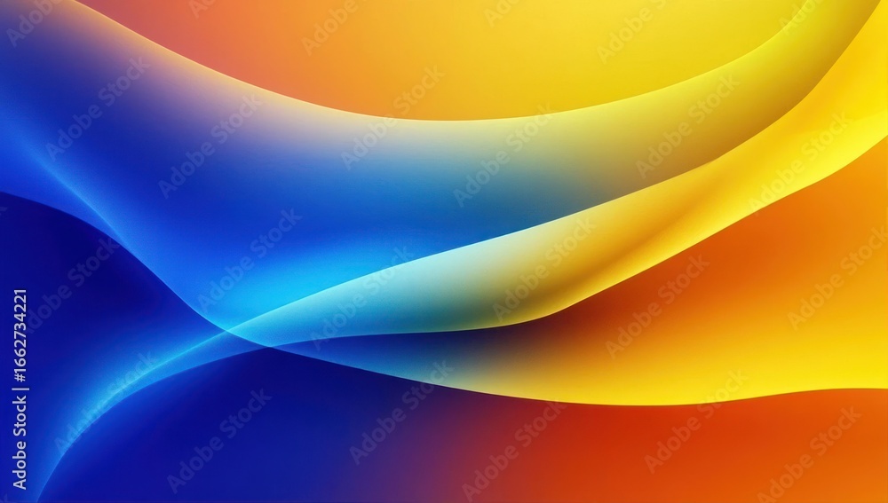 Aufkleber abstract smooth flowing waves in vibrant blue, yellow, and orange gradient colors creating a dynamic