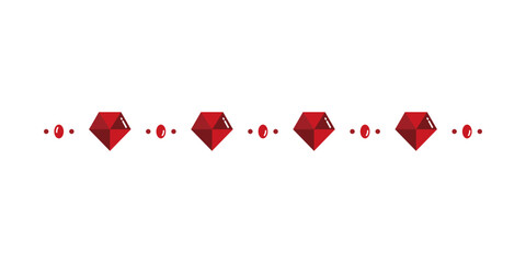 Ruby diamond stone border frame. Luxury, elegance, accessory concepts. Flat decorative vector design isolated illustration.